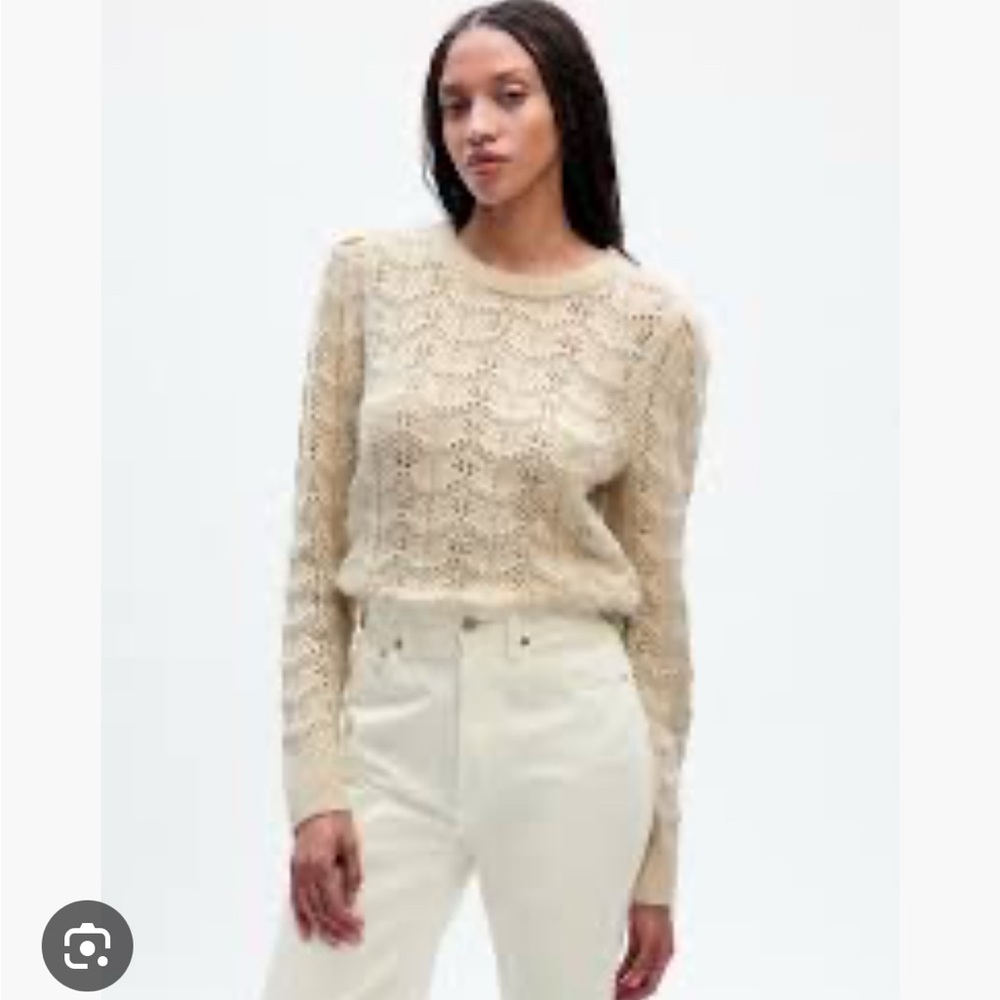 GAP‎ NWT Pointelle Knit Alpaca Wool Blend Sweater Size Large Cream